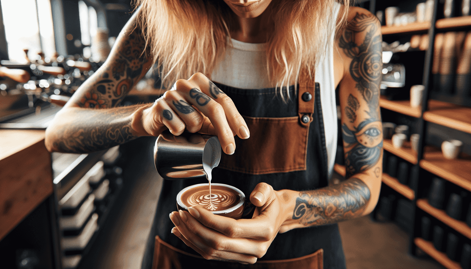 Barista preparando café orgânico